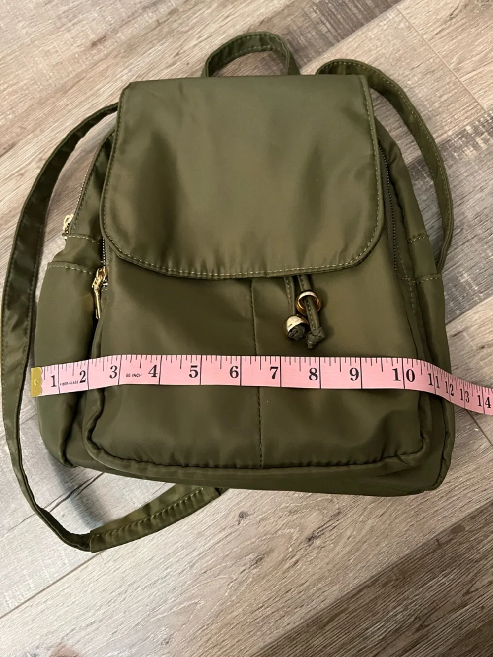 Olive Green Women's Nylon Drawstring Backpack